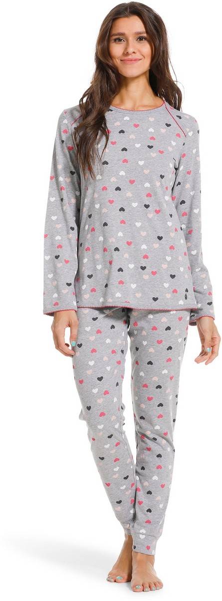 Pyjama gris coeur manches longues Pastunette 21222-446-2