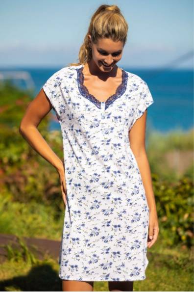 Chemise de nuit manches courtes coton Barandi Abril lingerie Jocelyne Ortho