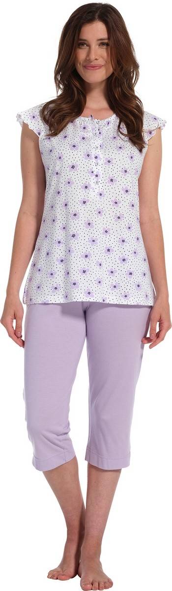 Pyjama corsaire parme coton lingerie Rennes Betton Pacé Pastunette 202311004
