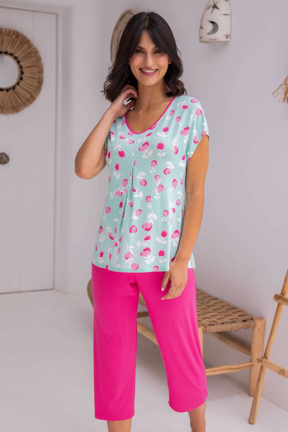 Pyjama corsaire manches courtes Barandi Tiara lingerie de nuit Rennes