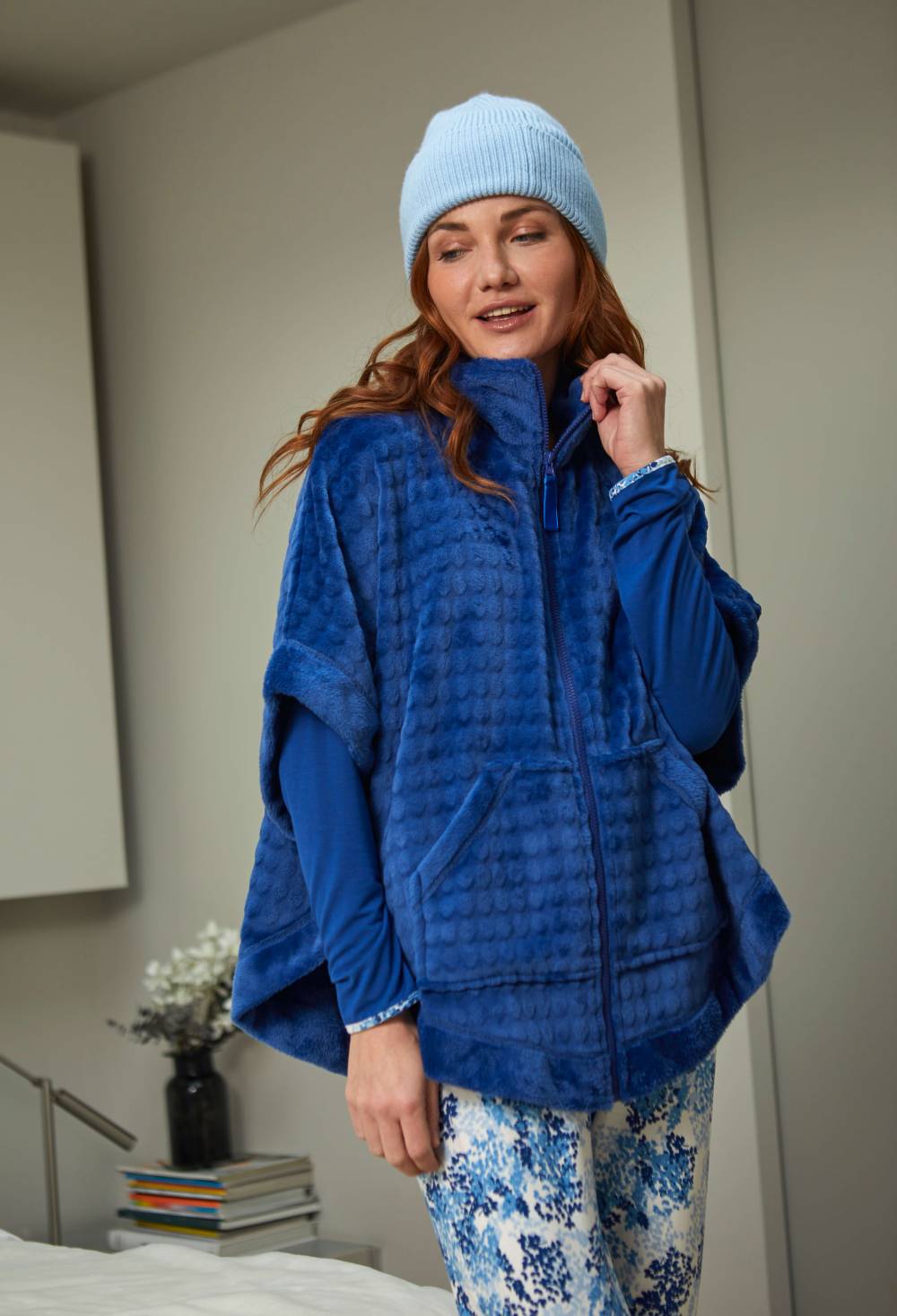 Poncho chaud bleu Barandi Rennes 35